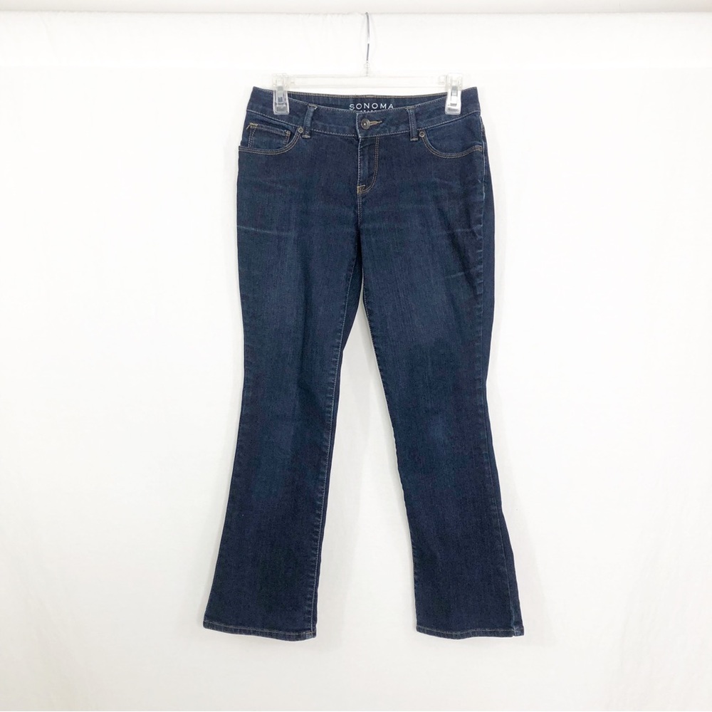 Sonoma Mid Rise Demi Bootcut Jeans, Size 2 Petite, Blue